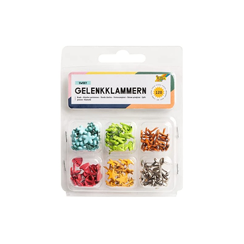 Folia Bringmann 12502 Patterned Brad Pins Assorted Shapes Pack of
