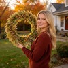 HipTree 18 Inch Fall Fern Eucalyptus Wreath Autumn Front Door