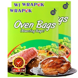 WRAPOK Roasting Bags Cooking Oven Bags Small - 16 Pieces (43 x 55 cm) for Microwaves Turkey Chicken Meat Poultry Fish Seafood Vegetables