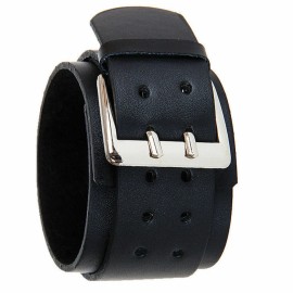 Unbranded Blavk Genuine Leather Steampunk Cool Women Men Wide Belt Bracelet Cuff Wristband