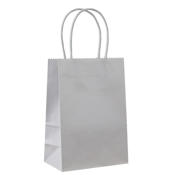 ADIDO EVA 25 PCS X-Small Gift Bags Grey Kraft Paper Bags with Handles for Party Favors (5.9 x 4.3 x 2.4 In)