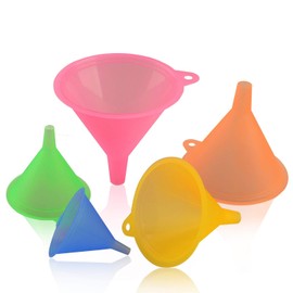 5 Pcs Candy Colors Plastic Funnel Set for Quick and Clean Transferring Kitchen Liquid Spices Powder Cosmetic Lotion Essential Oils Food Grade 5 Different Sizes
