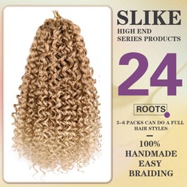 Silke 6packs 14 inch Curly Crochet Hair Water Wave Gogo Curl Ocean Wave Crochet Braids Omber Hair Extensions For Women (T27/613, 14)
