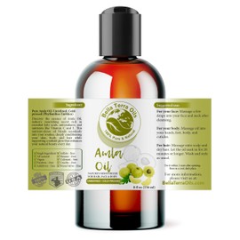 Bella Terra Oils - Organic Amla Oil 8 oz - Harvested from Bitter Organic Amlas, Famed for its Vitamin C&E & Omega-6&9, Cold-Pressed Elixir for Skin