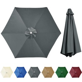 wiipara Parasol Replacement Cover 2 m 2.5 m 2.7 m 3 m, 6/8 Struts Patio Umbrella Canopy Parasol Cover Garden Umbrella Cantilever Fabric Replacement Fabric Cover for Yard, Garden, Beach, Pool, gray