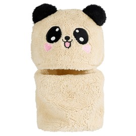 MK MATT KEELY Children's Winter Hat Boys Girls 2 in 1 Warm Cartoon Rabbit Panda Scarf Ear Flap Ski Hat Set, Panda Beige