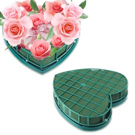 2 Pack Large Floral Foam Blocks Heart Shaped Floral Bricks with Suction Cup Tray, 11.8 x 12.6 inches Green Florist Sponge Flower Mud for Wedding Party Valentine’s Day Decor Floral Arranging Supplies