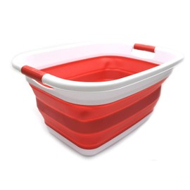 SAMMART Collapsible Plastic Laundry Basket - Foldable Pop Up Storage Container/Organizer - Portable Washing Tub - Space Saving Hamper/Basket (1, Red)