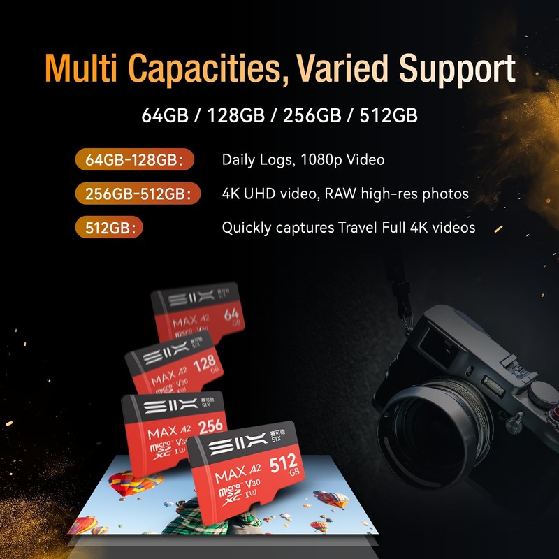 SIX M200 128GB Micro SD Card Read Up to 190MB/s