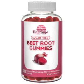 Flamingo Supplements Sugar Free Nitric Oxide Beet Root Gummies - Beet Root Chewables for Athletic Performance, Nitric Oxide Booster, Energy, Blood Flow and Circulation - 90 Beets Root Gummy Chews.