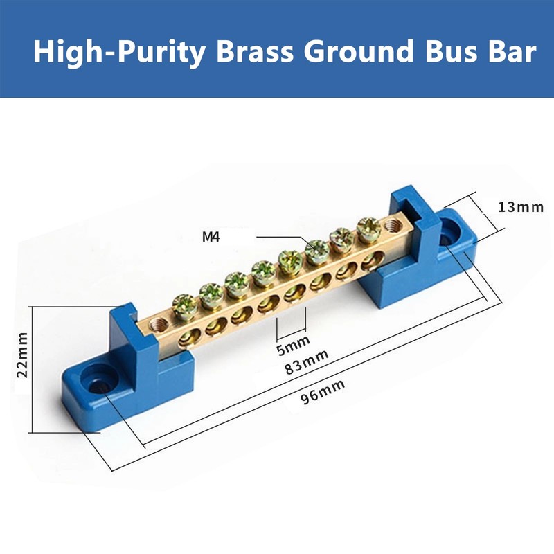 8 Positions Terminal Bus Bar Block 6 Pack Brass Wire