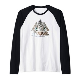 Cat Face Geometric Triangles | Kitten Cute Cats Love Gift Raglan Baseball Tee