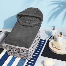 CityComfort Beach Towel for Adults Robes Women Men Cotton Towelling Poncho Changing Robe Wearable Towel Adult (S-M, Charcoal)