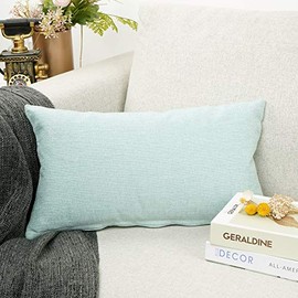 YOUR SMILE Solid Color Cotton Linen Decorative Throw Pillow Case Cushion Cover Pillowcase for Couch Sofa Bed,12 X 20 Inches (Teal)