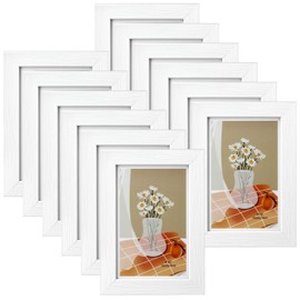 QWORK® 12 Stück Bilderrahmen Set, 10x15cm Bilderrahmen Weiß, Bilderrahmen zur Wandmontage, Fotorahmen Collage, für Wand- und Tischaufstellung