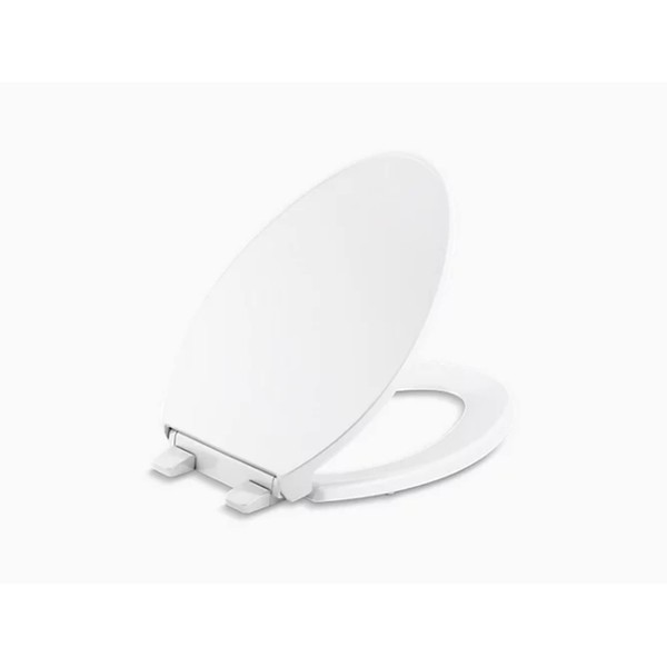 KOHLER 24495-A-0 Border ReadyLatch Elongated Toilet Seat, Quiet-Close Lid and Seat, Grip-Tight Bumpers and Installation Hardware, White