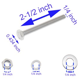 LBTODH 4 Set Hex Head Bolts and Nuts Kit 1/4-20x2-1/2 Mark mounting Hardware 304 Stainless Steel U-Channel Sign Post Accessories for U-Slot Mounting