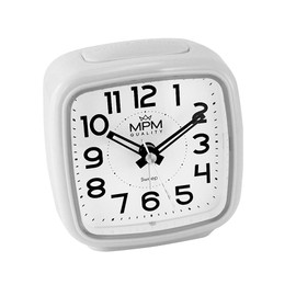 MPM Quality Alarm Clock, Plastic Glass, White/Lumini, 80 x 80 x 51 mm