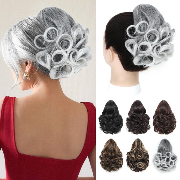 Wirctp Ponytail Extension,10" Claw Clip in Ponytail Extensions Short Curly