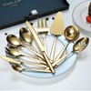 Berglander Gold Serving Utensils 10 Pieces, Titanium Golden Plating Serving