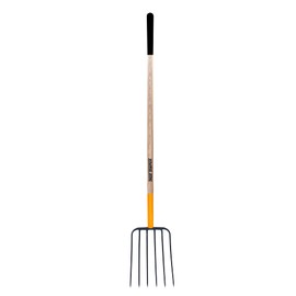 True Temper 6-Tine Steel Manure Fork Pitchfork with Hardwood Handle, 48 in., for Transferring Manure, Mulch with Cushion Grip