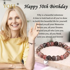 YOEE 50th Birthday Gifts for Women-Mum Bracelet Bracelets for Womens, 50th Birthday Adjustable Ladies Bracelets Birthday Gifts for Mum Mothers Day Gifts 50th Birthday Gift Ideas Mum Gifts