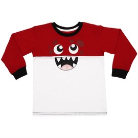A2Z 4 Kids Girls Boys Cute Monster Children PJs 2 Piece Cotton Set Lounge Suit - PJS 159 Red 5-6
