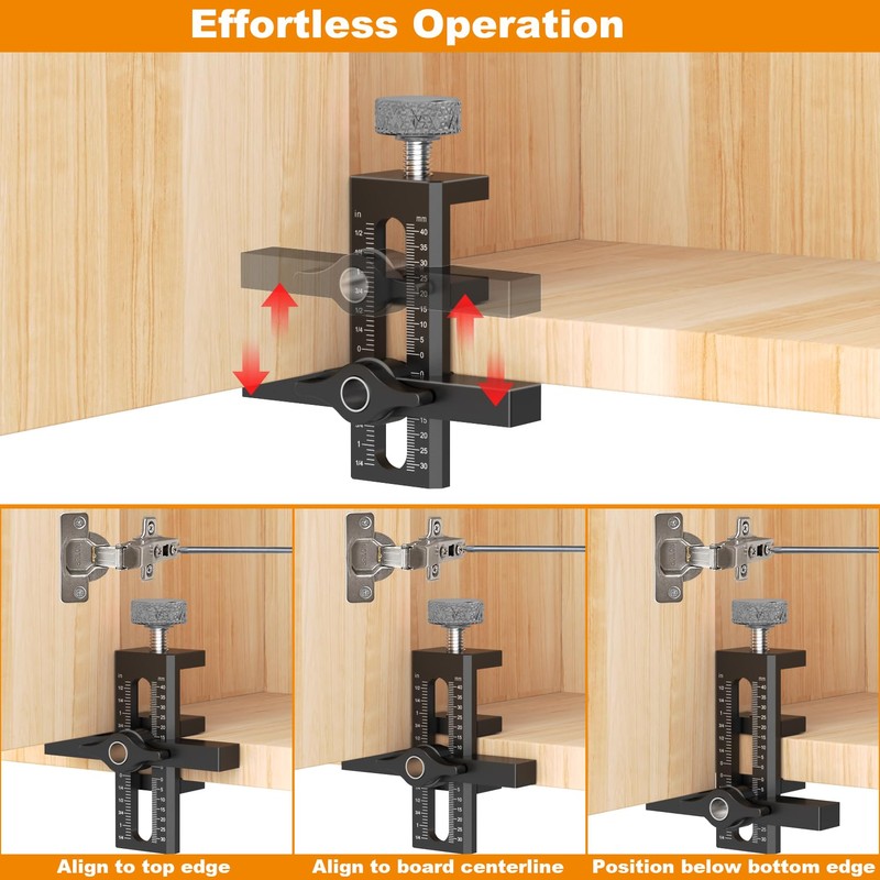 Puriwood Cabinet Door Installation Jig – Adjustable Aluminium Alloy Positioning