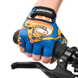 Meteor children's gel cycling gloves, BMX gloves, riding gloves, MTB gloves, kick scooter gloves for girls & boys, multicolour