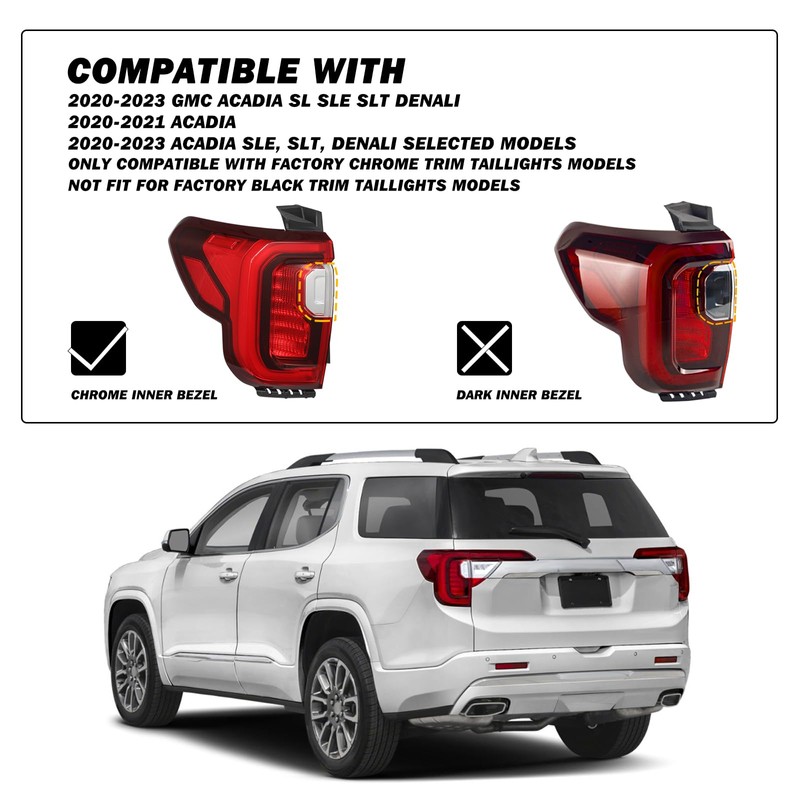 SOCKIR Fit for 2020-2023 GMC Acadia FULL LED Tail Light
