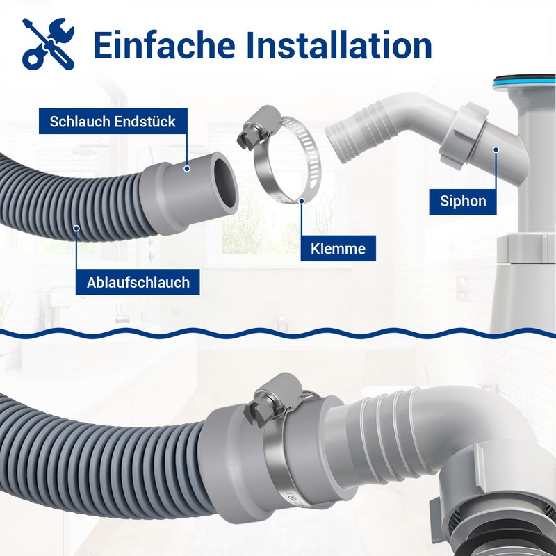 VIOKS Connector Drain Hose Extension Hose Diameter 22 mm &