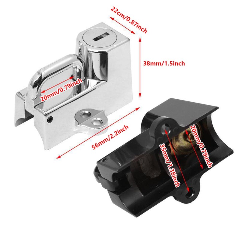 Riloer Universal Motorcycle Handlebar Helmet Lock Black Chrome with 2