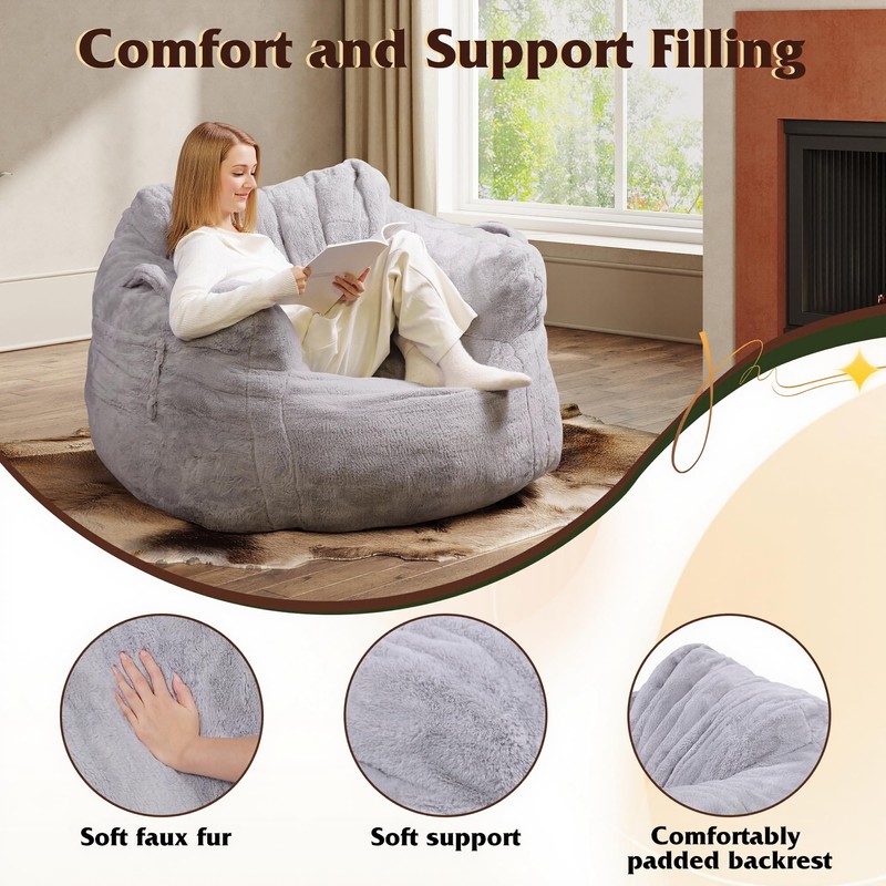 WLIVE 43'' Giant Bean Bag Chair, Bean Bag Sofa with