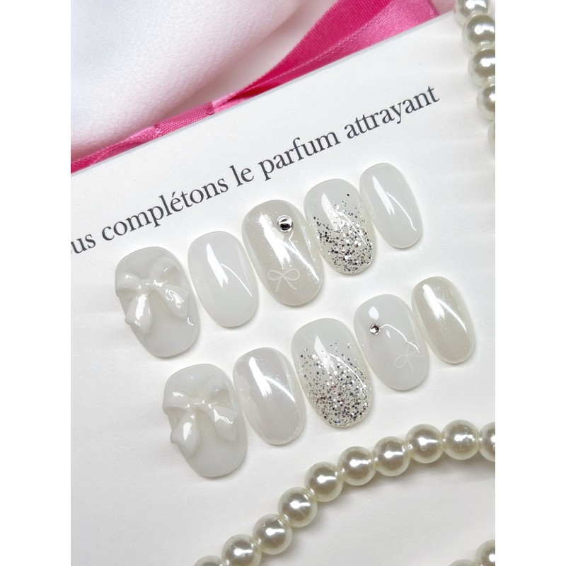 White wedding nail handmade nail tip - Short nose pin