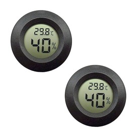 Fasizi 2 x Mini Digital LCD Temperature Humidity Meter Thermometer Hygrometer Round Black