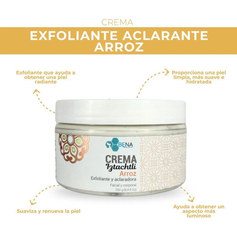 Crema Aclaradora Exfoliante Arroz Manteca Karité Bena