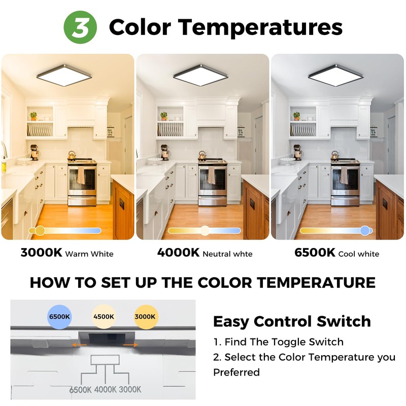 zemty LED Ceiling Light, 2100 lm Ceiling Light Flat Warm