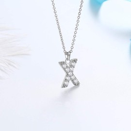 Besilver Women’s Initial Pendant Charm / Letter Necklace 925 Sterling Silver & Cubic Zirconia Iced Out Letter (A to Z), Alphabet Pendant Necklace, Girl’s Monogram Necklace, Bridal Jewellery, Gift, Gold-Plated Silver, x