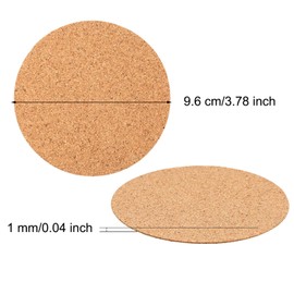 60 Pieces Self Adhesive Cork Coasters Squares/Round 4 x 4 Cork Mats Backing Sheets for DIY Coasters Crafts Backing Tiles Supplies(Round)
