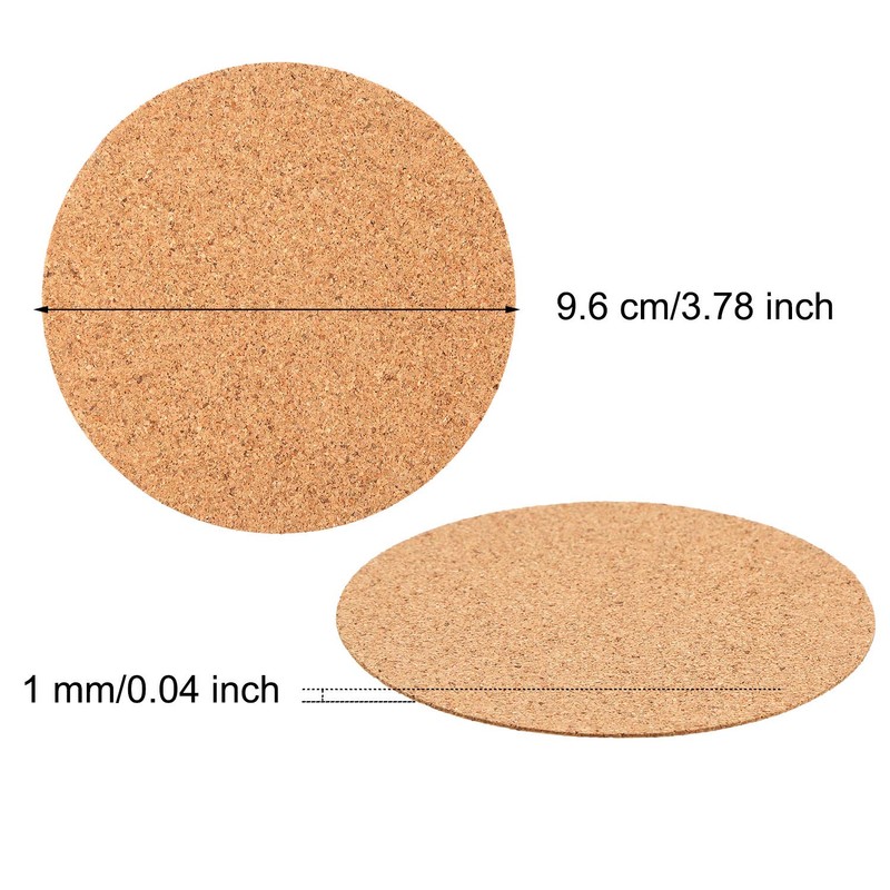 60 Pieces Self Adhesive Cork Coasters Squares/Round 4 x 4