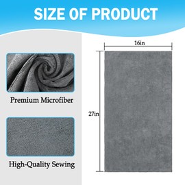 Puomue Puomue Black Salon Towels, Super Soft and Absorbent Microfiber Hair Towel for Salon, Bath, Spa, Pool and Home, 27 inch X 16 inch (Grey - 6 Pack)