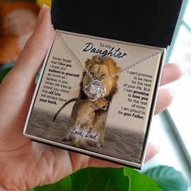 To My Daughter Necklace From Dad, Lion Dad And Daughter Love Knot Necklace For Women, Daughter Gift From Dad, Daughter Birthday Gift Ideas, Christmas Gifts For Daughter, Necklace For Daughter