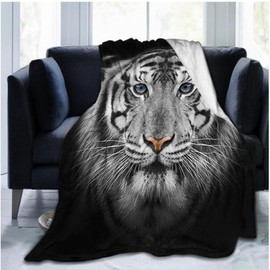 3D Printed Tiger Throws Blankets For Sofas, Animal Print Throw For Bed Couch Chairs, Cosy Fleece Bed Throws, Throw Blanket for Travel (Tiger, 40"x50")