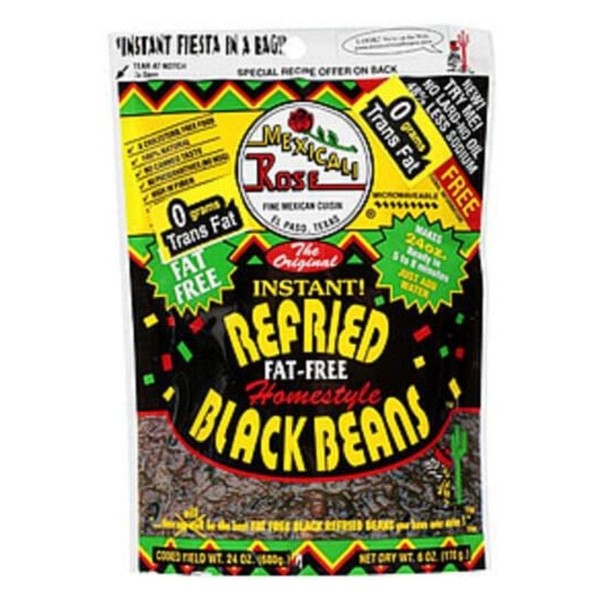 Mexicali Rose Low Fat Free Refried Black Beans Instant 3 pack