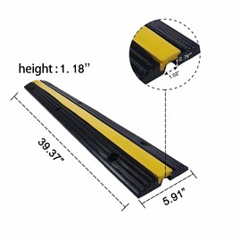 YONSHENG Rubber Cable Ramp Cord Cover Cable Protector Ramps Wire Hose Protective 1 Channel 22000Lbs Load Capacity Traffic Speed Bump for Asphalt Concrete Gravel Driveway Indoor Outdoor, 3 Pack