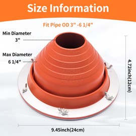 Cyvposm Silicone Stove Jack Kit for Tent,Flexible High Temp Tent Stove Jack Fitting Pipe OD 3" to 6-1/4" for Bell Tent/Yurt/Wood Burner