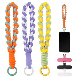 Oubaka Boho Macrame Phone Wrist Strap,3PCS Cell Phone Lanyard with 3PCS Phone Tether Tab Wristlet Keychain Phone Strap for Women(3 Colors)