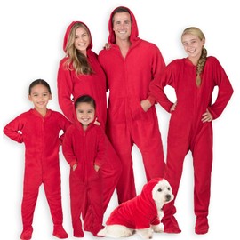 Footed Pajamas - Family Matching Fiery Red Hoodie One Pieces for Boys, Girls, Men, Women and Pets - Adult - Large (Fits 6'0-6'4")