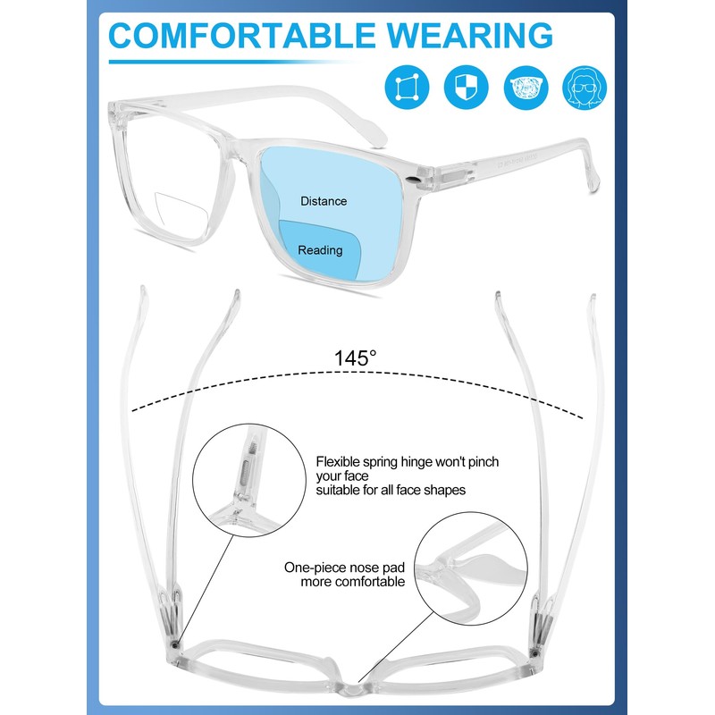 OCCI CHIARI Bifocal Reading Glasses for Men 1.0 Oversized Square