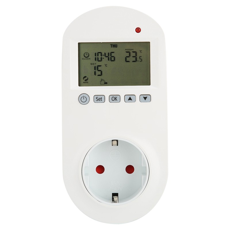 16A Plug‑in Thermostat Programmable Electric Heating Temperature Controller